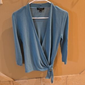 Women's Ann Taylor Italian Merino Wool Cardigan in Blue. Size XS.